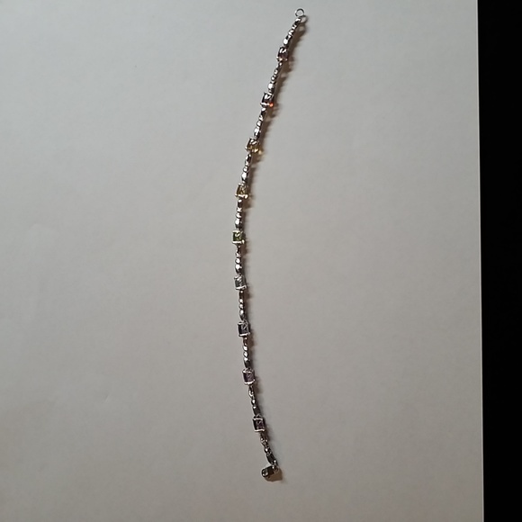 Multi-Gemstone & Stampado Bow Link Bracelet In Sterling Silver. - Picture 2 of 7